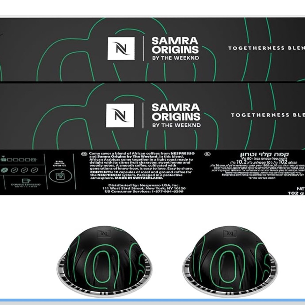 Nespresso I Samra Origins by The Weeknd Vertuo Double Expresso 7/31/26 30 pods